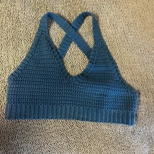 Blue Crochet Halter Top